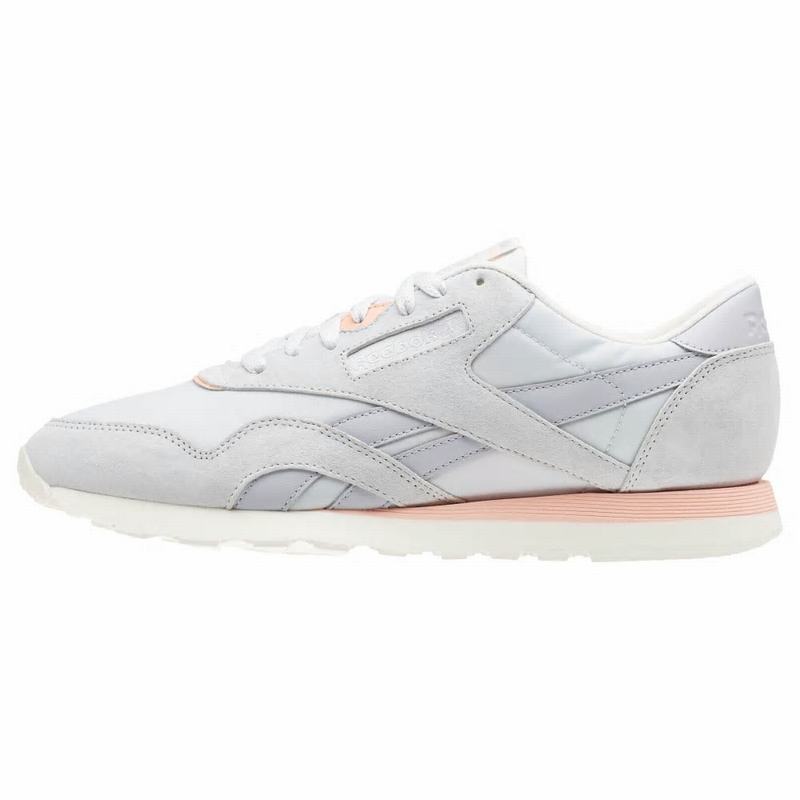 Tenisi Reebok Classic Nylon Barbati Albi/Gri/Roz Romania RP5404ZA
